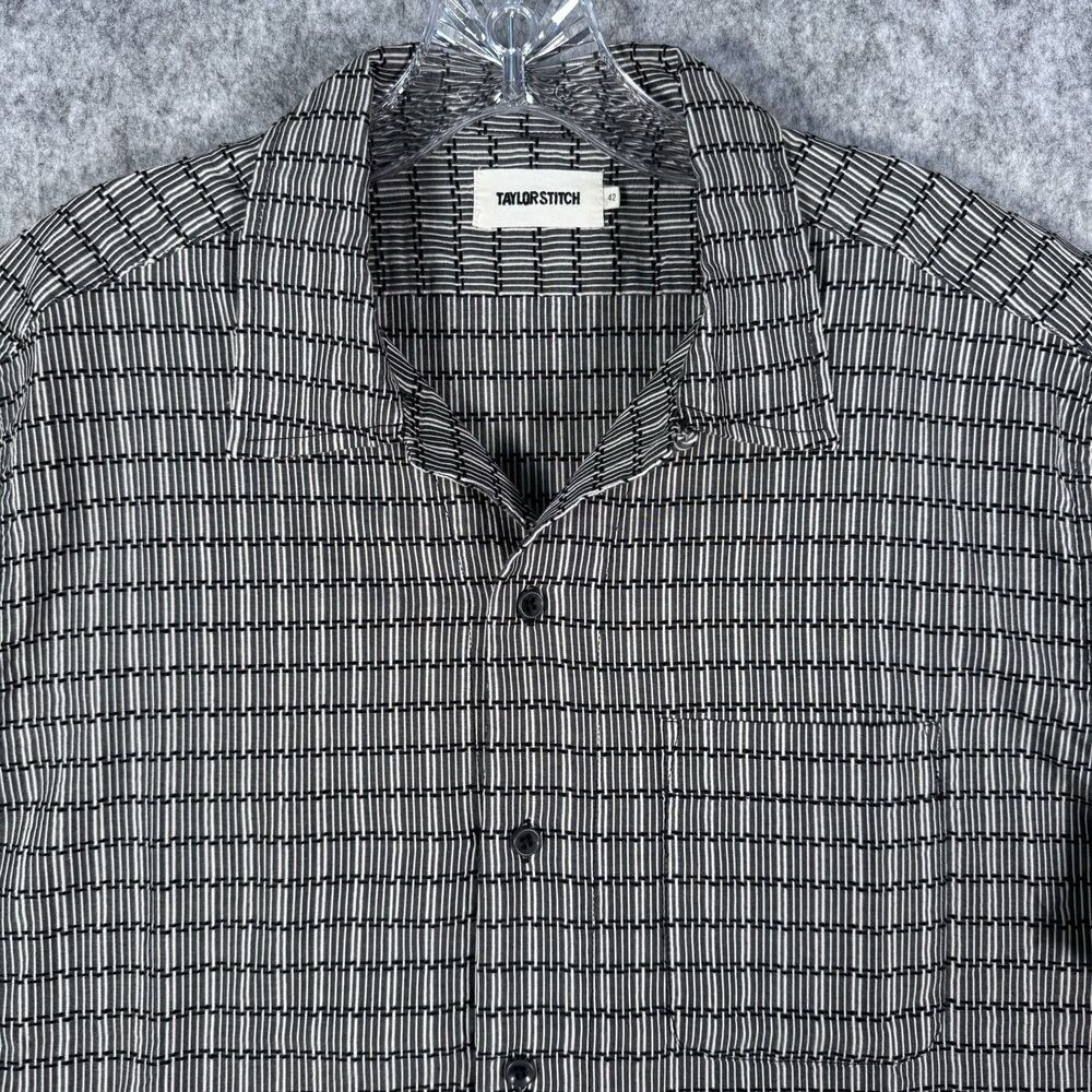 Taylor Stitch The Hawthorne Shirt Men's 42 L Gray Camp Loop Collar Short Sleeve